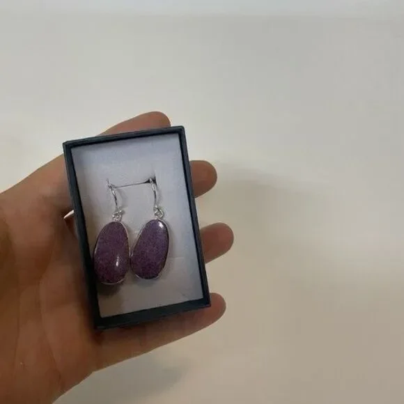 NWOB Boho Handmade Purpurite Jasper Earrings Sterling Silver Gemstone Jewelry - Picture 9 of 14